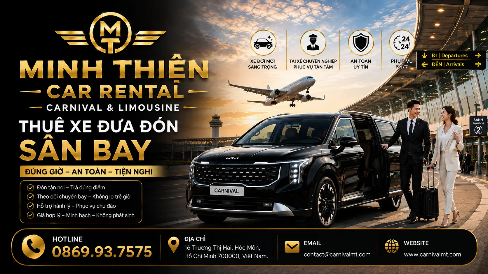 banner Minh Thiện Car Rental Đưa Đón Sân Bay