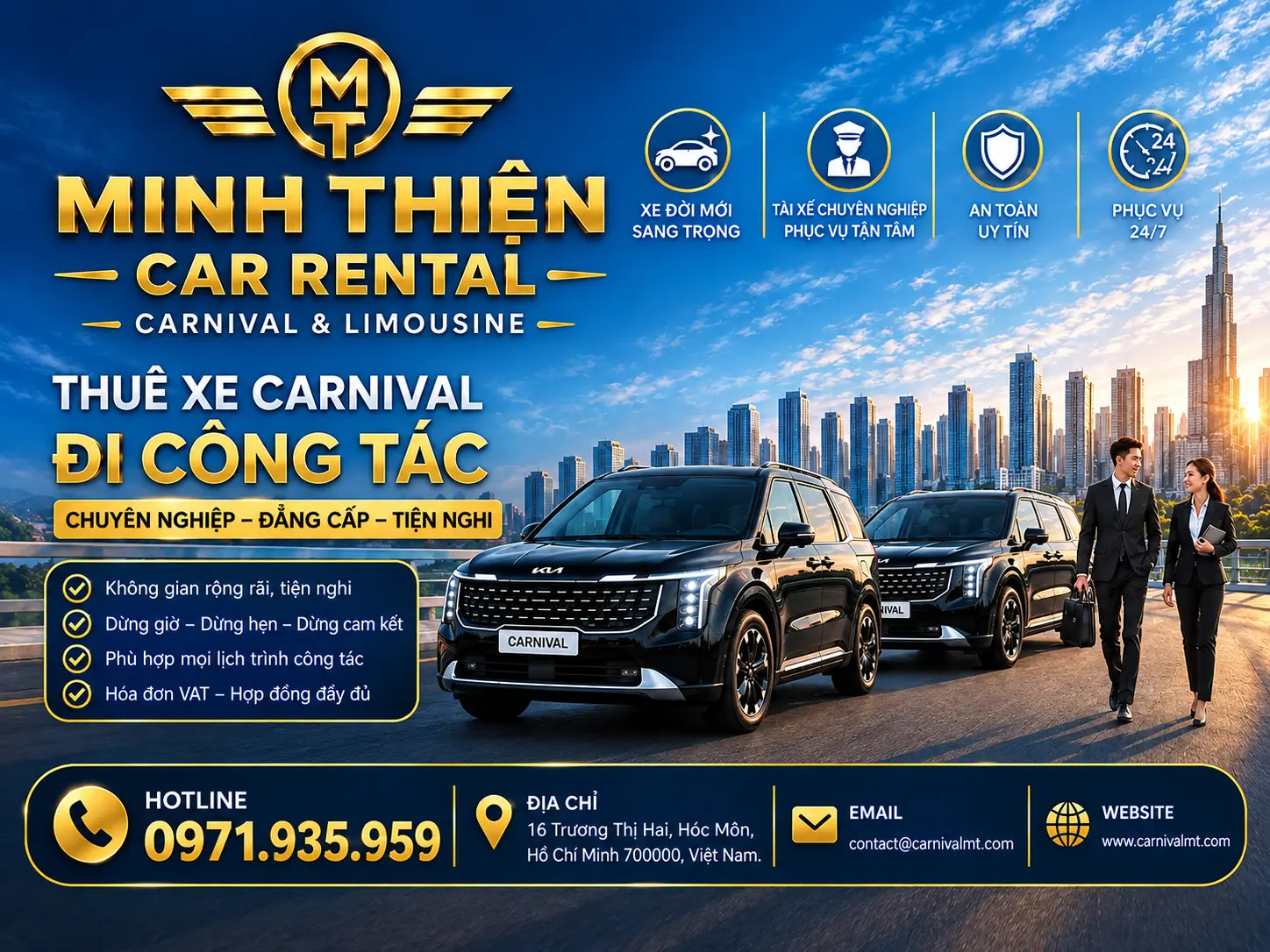 Minh Thiện Car rental Thuê xe carnival đi công tác